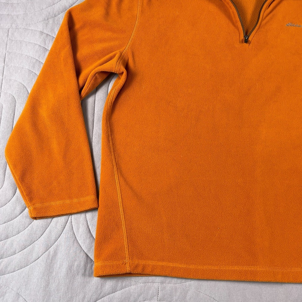 Eddie Bauer Fleece Pullover Mens XL Orange 1/4 Zip Lightweight Outdoor - Picture 4 of 12